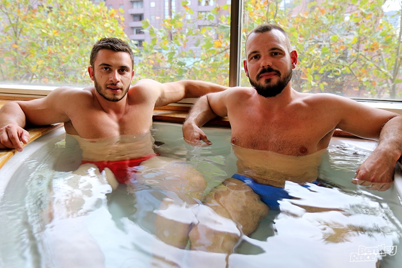 BentleyRace french muscle boy Romain Deville australian James Nowak big thick uncut dick anal ass fucking speedos sexy boys ripped abs 004 gay porn sex gallery pics video photo - Aussie James Nowak’s hot tub hook up with Romain Deville