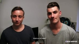 Two young straight dudes first time gay for pay anal sex CzechHunter 488 001 porno pics gay 300x169 - Older guy Matt Sizemore gets his ass hole fucked by young tattoed hunk Andre Barclay