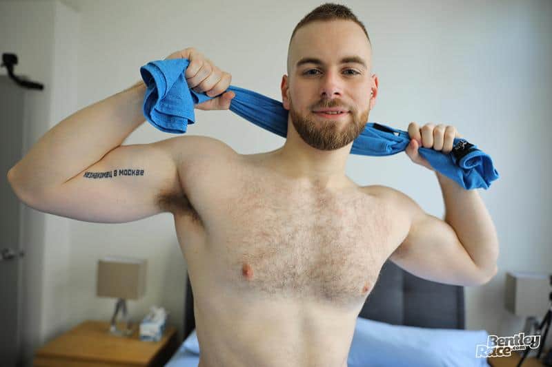 Sexy hairy chested young muscle dude Maxwell Miller strips naked sports kit stroking huge uncut dick 16 gay porn pics - Sexy hairy chested young muscle dude Maxwell Miller’s strips out of his sports kit stroking his huge uncut dick