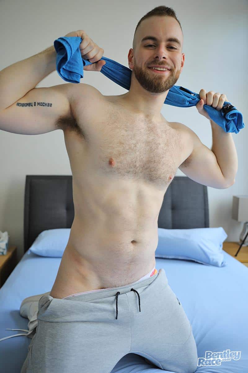 Sexy hairy chested young muscle dude Maxwell Miller strips naked sports kit stroking huge uncut dick 7 gay porn pics - Sexy hairy chested young muscle dude Maxwell Miller’s strips out of his sports kit stroking his huge uncut dick