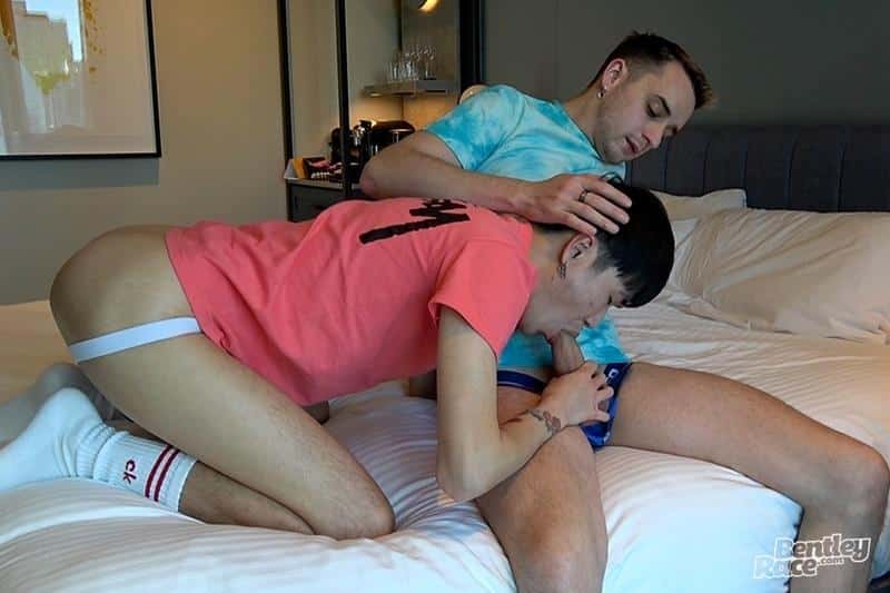 Sexy Asian boy Andrew Tran in just white socks jockstrap fucked Nate Anderson thick dick 0 gay porn pics - Sexy Asian boy Andrew Tran’s in just his white socks and jockstrap fucked by Nate Anderson’s thick dick